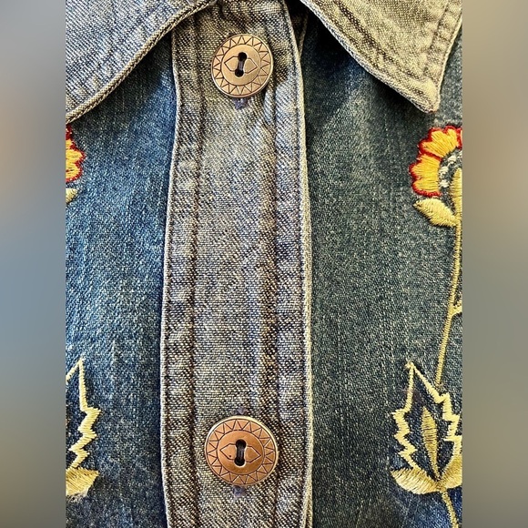 Vintage Embroidered Bobby Brooks Denim Pewter Button Front Jacket/Top w/pockets - Picture 8 of 10